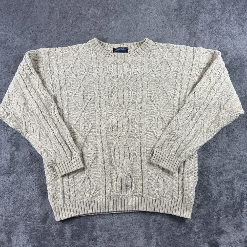 Susquehanna Trail‎ Outfitters Cable Knit Sweater Mens Size 2XL Beige Fisherman